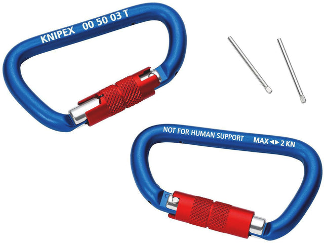 KNIPEX Materialkarabiner 81 mm mit Schraubverschluss blau beschichtet