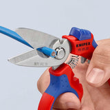 KNIPEX Elektriker-/Handwerkerschere 160 mm mit Mehrkomponenten-Hüllen und Crimpstellen