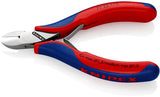 KNIPEX Elektronikseitenschneider 130 mm Form 0 mit Facette und 2K-Hülle, spiegelpolierter Kopf