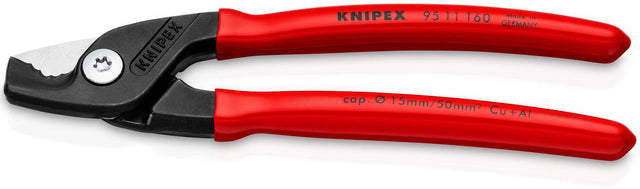 KNIPEX Kabelschere 160 mm mit Kunststoffüberzug – schneidet bis zu 40 % leichter