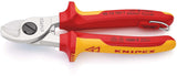 KNIPEX Kabelschere 165 mm VDE-isoliert, verchromter Kopf, Mehrkomponenten-Hüllen, Form 2