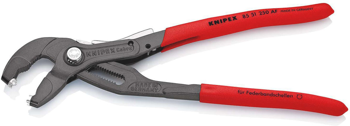 KNIPEX Federbandschellenzange 250 mm – Universelle Greifeinsätze, 25 Einstellungen, max. 70 mm