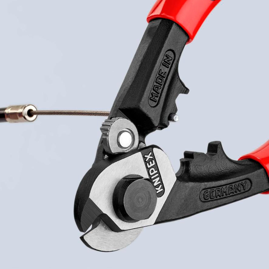 KNIPEX Drahtseilschere 190 mm – für harte Drahtseile, Kabel und Rundstahl, poliert