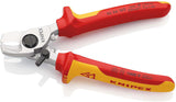 KNIPEX Kabelschere 165 mm VDE-isoliert, verchromter Kopf, Mehrkomponenten-Hüllen, Form 2