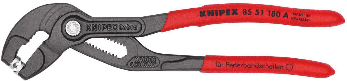 KNIPEX Federbandschellenzange 250 mm – Universelle Greifeinsätze, 25 Einstellungen, max. 70 mm