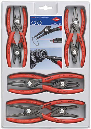 KNIPEX Sicherungsringzangensatz 8-teilig – Präzisionszangen für Innen- und Außenringe