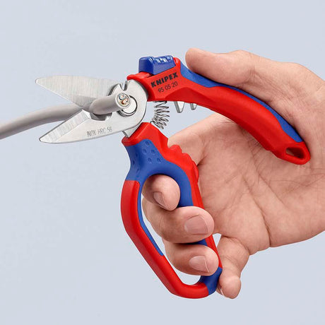 KNIPEX Elektriker-/Handwerkerschere 160 mm mit Mehrkomponenten-Hüllen und Crimpstellen