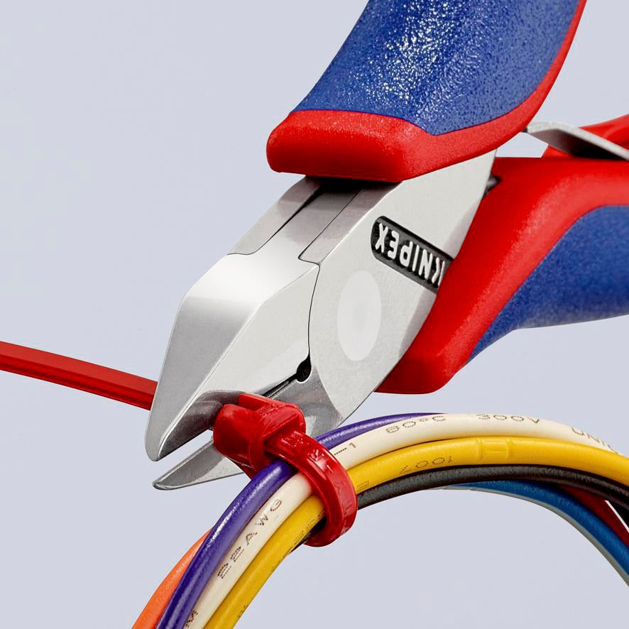 KNIPEX Elektronikseitenschneider 130 mm Form 0 mit Facette und 2K-Hülle, spiegelpolierter Kopf