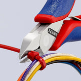 KNIPEX Elektronikseitenschneider 130 mm Form 0 mit Facette und 2K-Hülle, spiegelpolierter Kopf