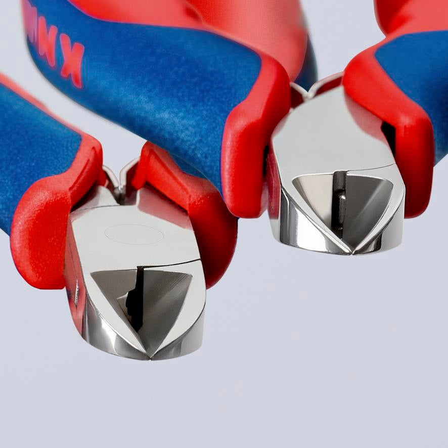 KNIPEX Elektronikseitenschneider 130 mm Form 0 mit Facette und 2K-Hülle, spiegelpolierter Kopf