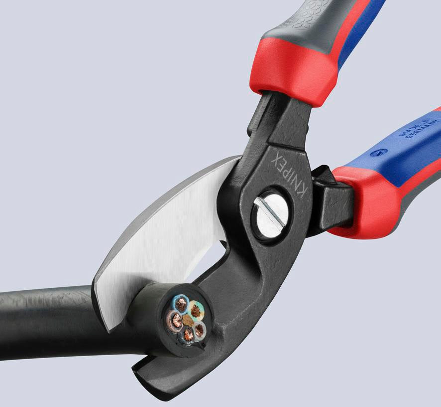 KNIPEX Kabelschere 200 mm Comfort-Griff – Doppelschneide für Kupfer- und Alukabel bis 20 mm Ø