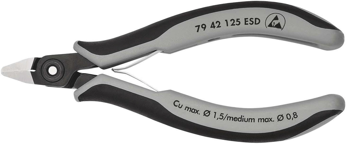 KNIPEX Präzisions-Elektronik-Seitenschneider 125 mm – ESD, induktiv gehärtete Schneiden, feinste Facette
