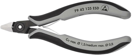 KNIPEX Präzisions-Elektronik-Seitenschneider 125 mm – ESD, induktiv gehärtete Schneiden, feinste Facette