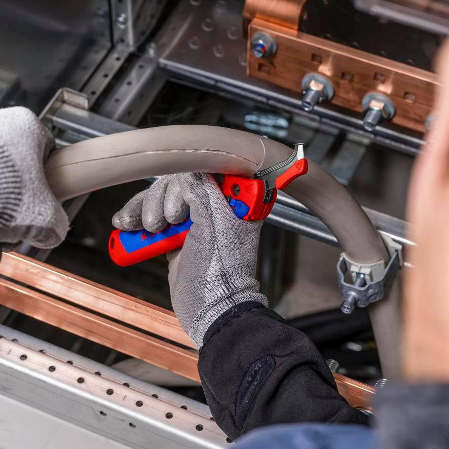 KNIPEX Abmantelungsmesser 146 mm mit Hakenklinge und Ratschenfunktion