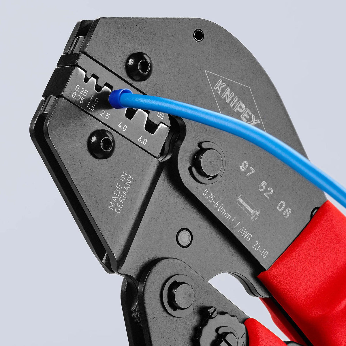 KNIPEX Crimpzange 250 mm für isolierte und unisolierte Aderendhülsen 0,25–6 mm²
