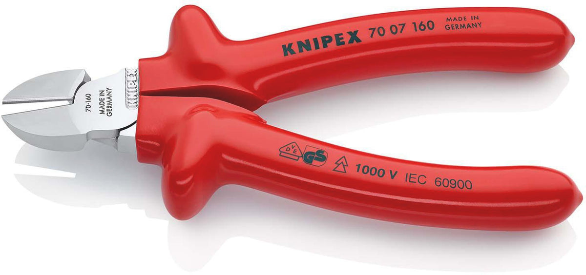 KNIPEX Seitenschneider VDE 160 mm – isoliert bis 1000 V, gehärtete Schneiden