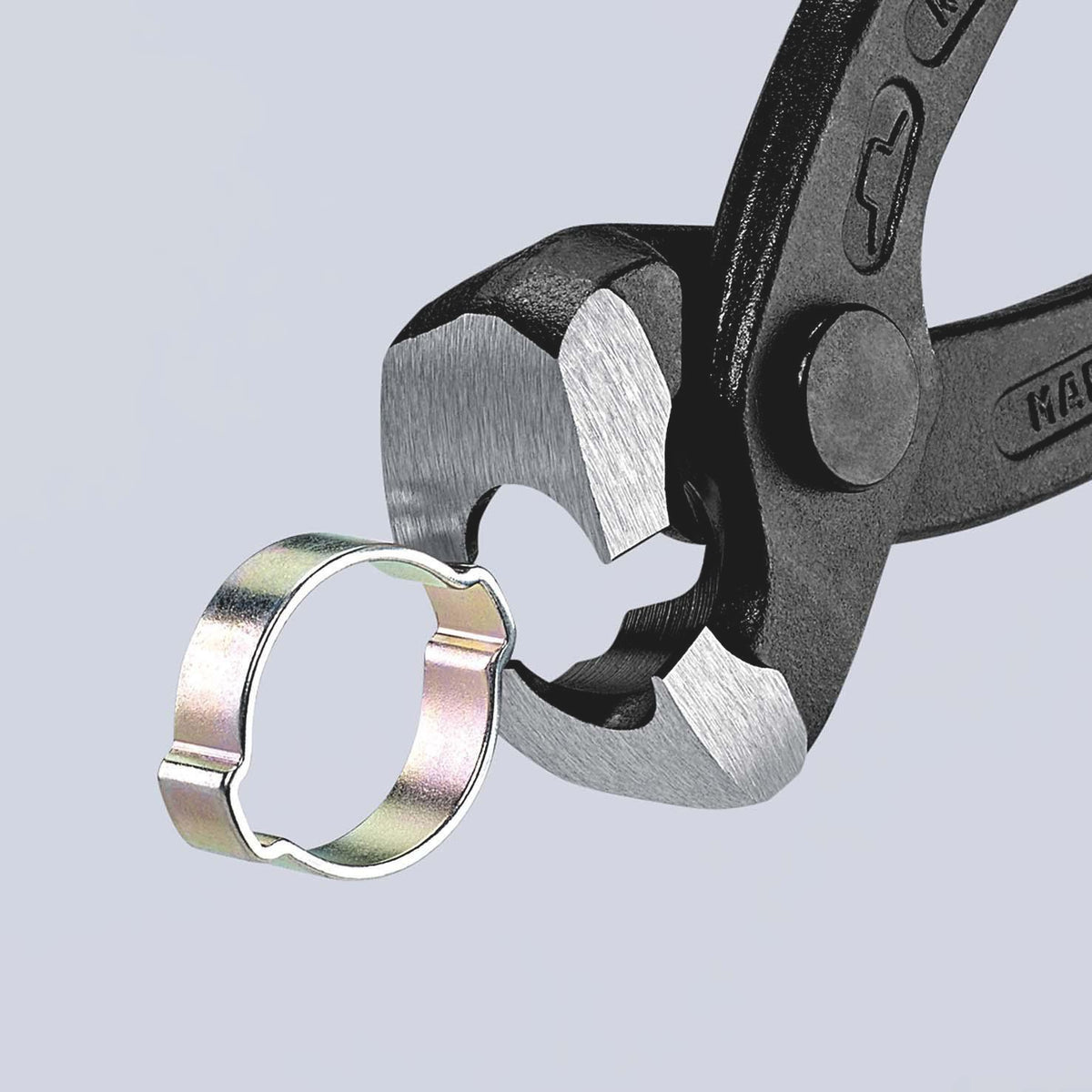KNIPEX Ohrklemmenzange 220 mm – für 1-Ohr- und 2-Ohrklemmen, Kopf schwarz atramentiert