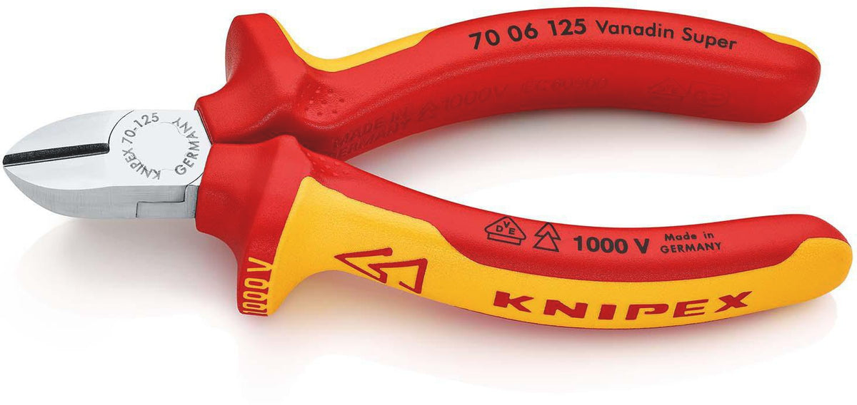 KNIPEX Seitenschneider VDE 160 mm – isoliert bis 1000 V, gehärtete Schneiden