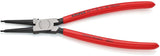 KNIPEX Sicherungsringzange J 0 für Bohrungen 8-13 mm, Kopf poliert, Kunststoffgriff