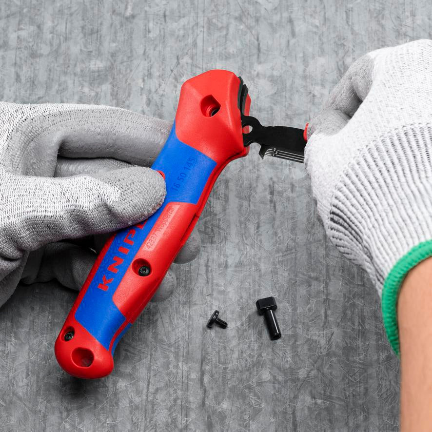 KNIPEX Abmantelungsmesser 146 mm mit Hakenklinge und Ratschenfunktion