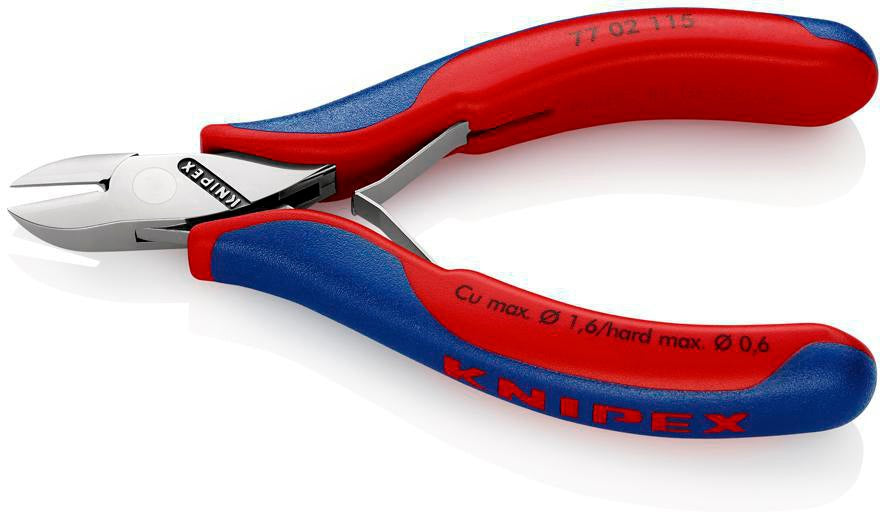 KNIPEX Elektronikseitenschneider 130 mm Form 0 mit Facette und 2K-Hülle, spiegelpolierter Kopf