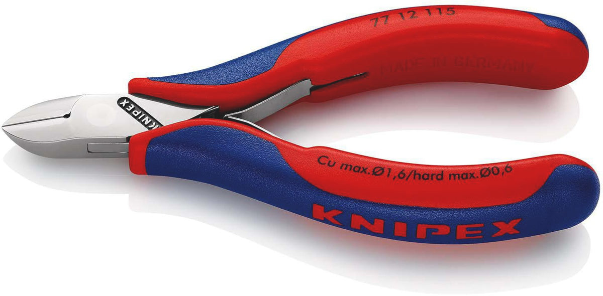 KNIPEX Elektronikseitenschneider 130 mm Form 0 mit Facette und 2K-Hülle, spiegelpolierter Kopf