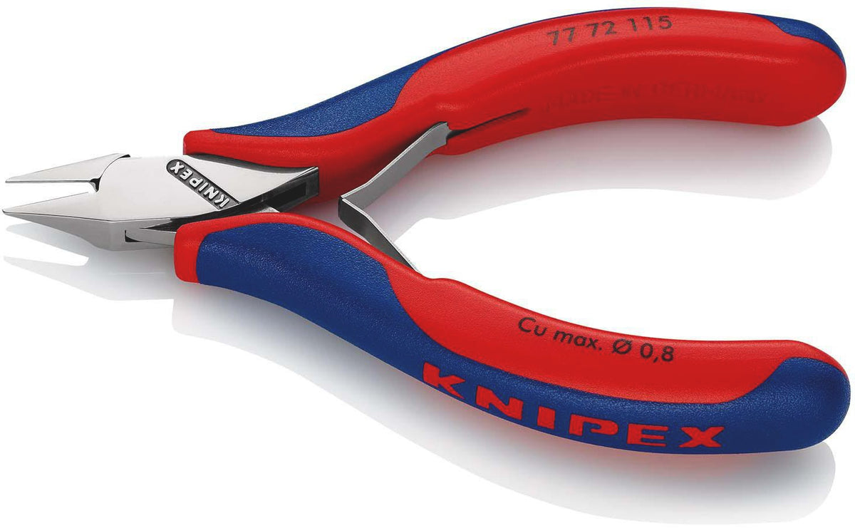 KNIPEX Elektronikseitenschneider 130 mm Form 0 mit Facette und 2K-Hülle, spiegelpolierter Kopf