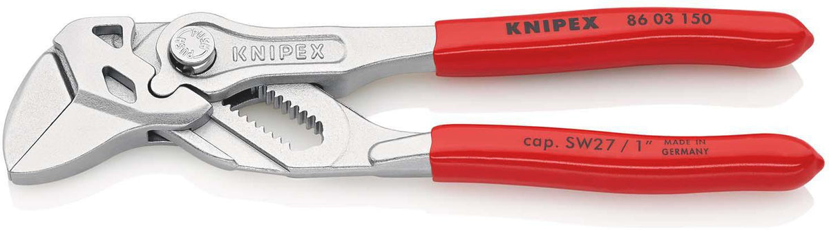 KNIPEX Zangenschlüssel 400 mm – Spannweite 85 mm, verchromt, mit Kunststoffüberzug
