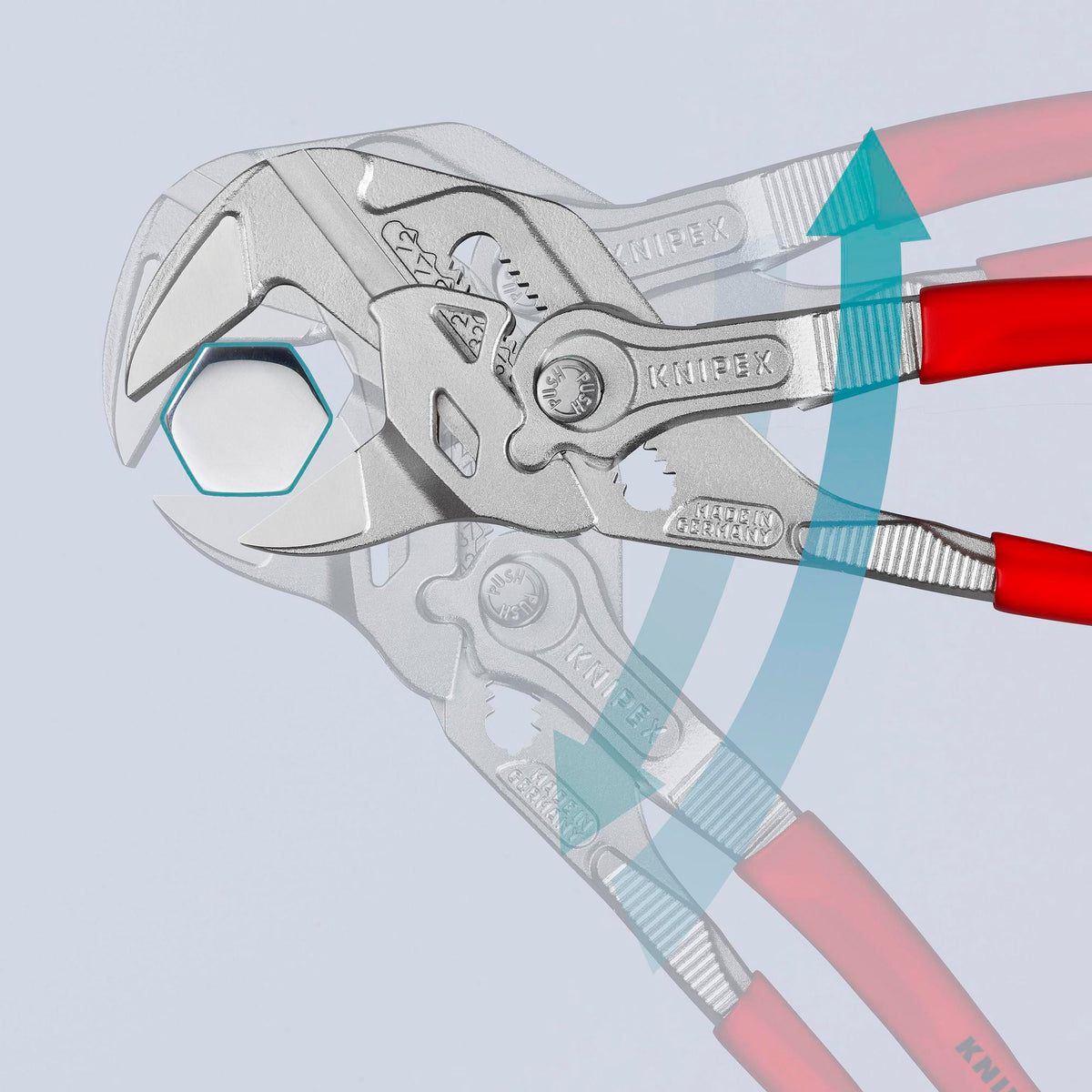 KNIPEX Zangenschlüssel 400 mm – Spannweite 85 mm, verchromt, mit Kunststoffüberzug