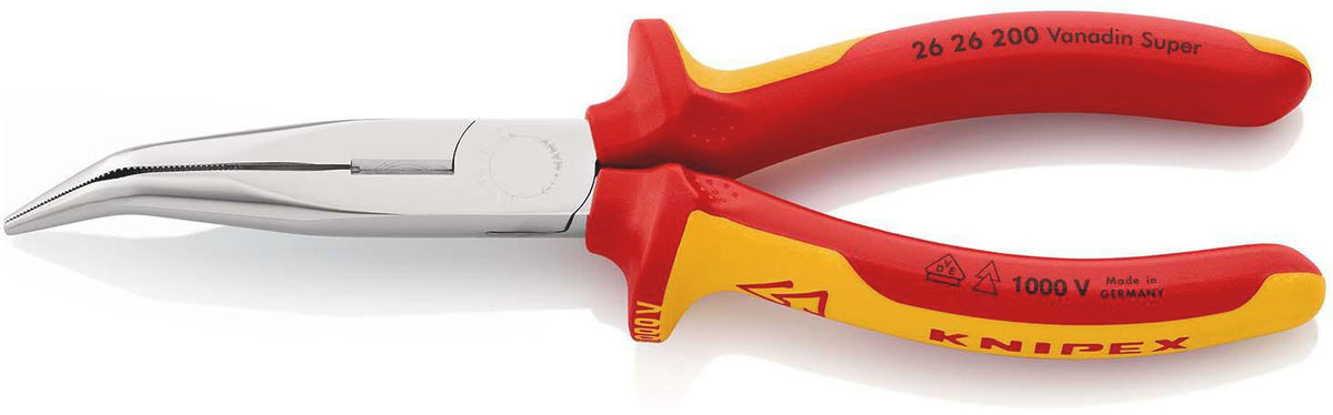 KNIPEX Flachrundzange 40° gewinkelt VDE 160 mm – Storchenschnabelzange mit Schneide