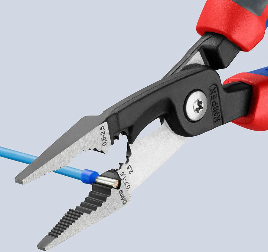 KNIPEX Elektroinstallationszange 200 mm Comfort-Griff – 6-in-1 Werkzeug für die Elektroinstallation