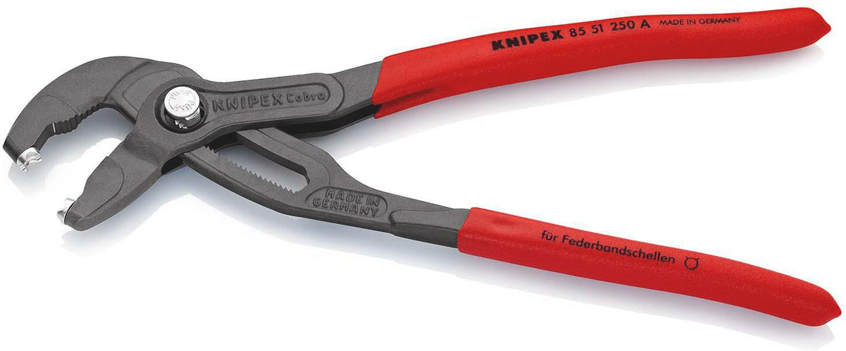KNIPEX Federbandschellenzange 250 mm – Universelle Greifeinsätze, 25 Einstellungen, max. 70 mm