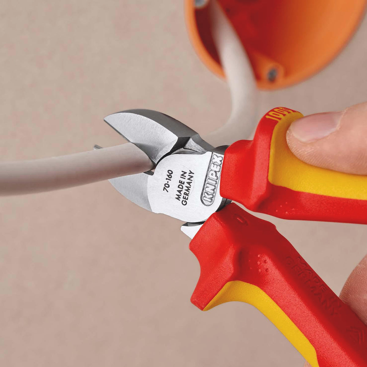 KNIPEX Seitenschneider VDE 160 mm – isoliert bis 1000 V, gehärtete Schneiden