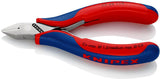KNIPEX Elektronikseitenschneider 130 mm Form 0 mit Facette und 2K-Hülle, spiegelpolierter Kopf