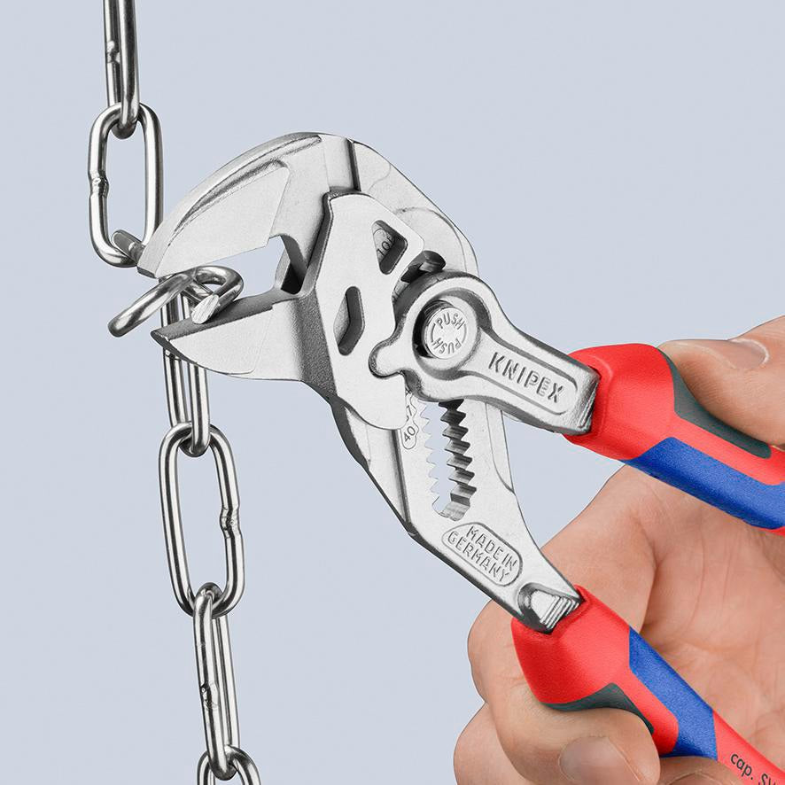 KNIPEX Zangenschlüssel 400 mm – Spannweite 85 mm, verchromt, mit Kunststoffüberzug
