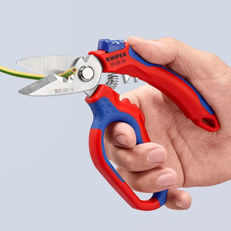 KNIPEX Elektriker-/Handwerkerschere 160 mm mit Mehrkomponenten-Hüllen und Crimpstellen