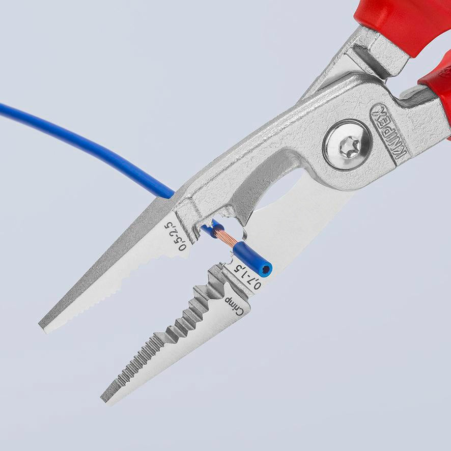 KNIPEX Elektroinstallationszange 200 mm VDE isoliert – Multifunktionszange mit Öse