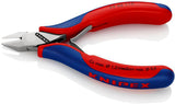 KNIPEX Elektronikseitenschneider 130 mm Form 0 mit Facette und 2K-Hülle, spiegelpolierter Kopf