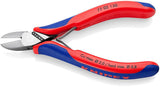 KNIPEX Elektronikseitenschneider 130 mm Form 0 mit Facette und 2K-Hülle, spiegelpolierter Kopf