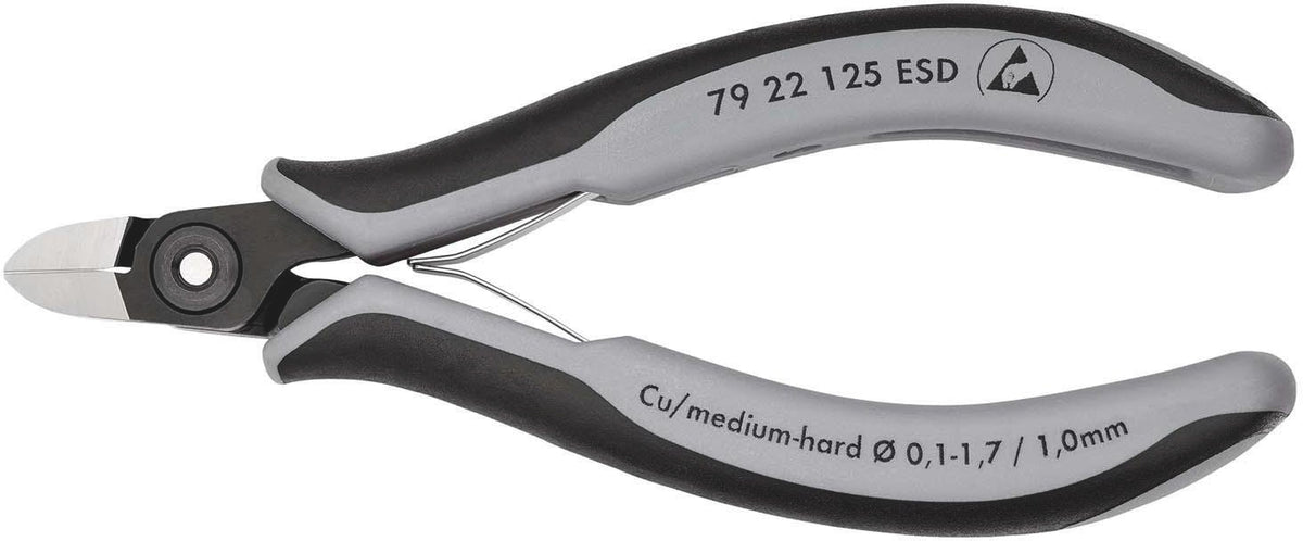 KNIPEX Präzisions-Elektronik-Seitenschneider 125 mm – ESD, induktiv gehärtete Schneiden, feinste Facette