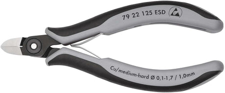 KNIPEX Präzisions-Elektronik-Seitenschneider 125 mm – ESD, induktiv gehärtete Schneiden, feinste Facette