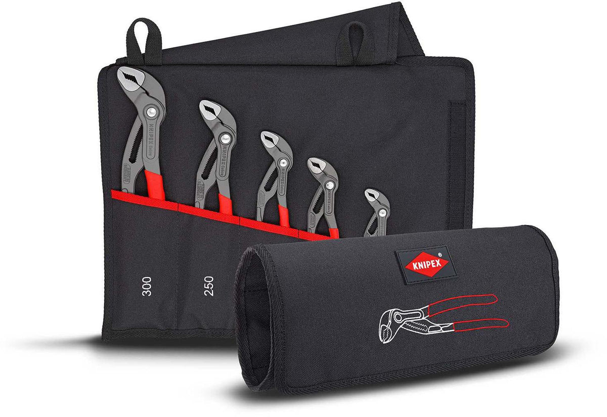 KNIPEX Zangensatz Cobra®-Set 5-teilig mit Rolltasche – selbstklemmende Wasserpumpenzangen