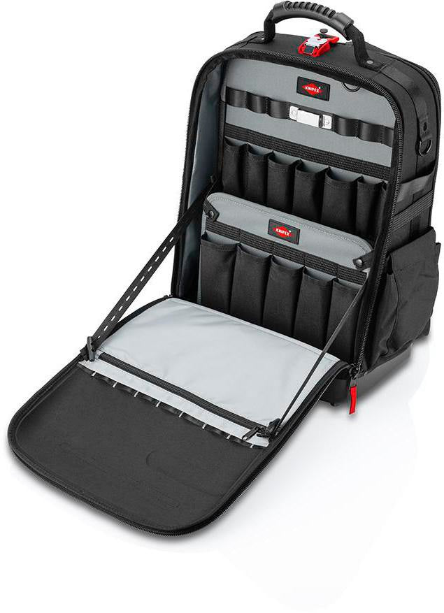 KNIPEX Werkzeugrucksack Modular X18 – 21 Haltelaschen, 37 Taschen, 15 kg Tragfähigkeit, Recycling-Nylon