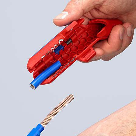KNIPEX ErgoStrip® Universal-Abmantelungswerkzeug 130 mm für Rund-, Feuchtraum- und Datenkabel