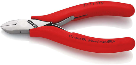KNIPEX Elektronik-Seitenschneider 115 mm, Form 1, spiegelpoliert, mit Facette und Öffnungsfeder