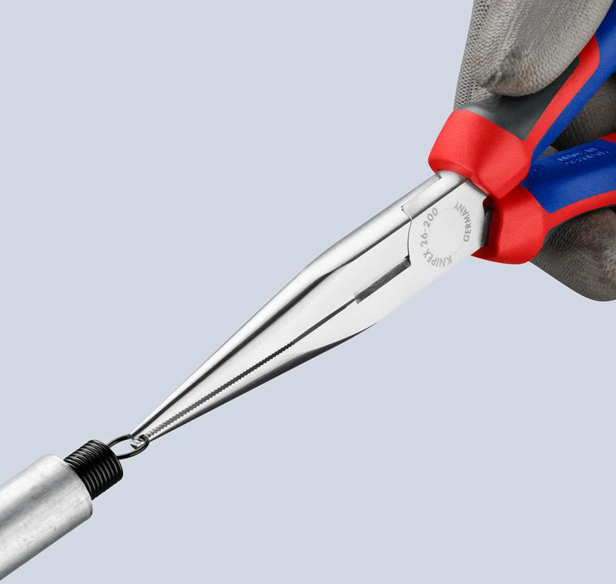 KNIPEX Flachrundzange 200 mm verchromt mit Comfort-Griff und Schneide