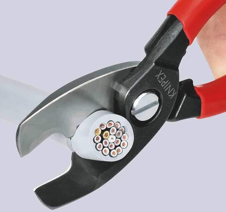 KNIPEX Kabelschere 200 mm Comfort-Griff – Doppelschneide für Kupfer- und Alukabel bis 20 mm Ø