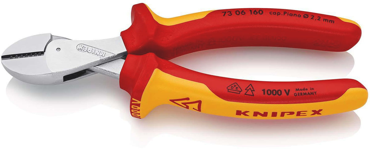KNIPEX X-Cut® Kompaktseitenschneider VDE 160 mm – 40 % Kraftersparnis, für Pianodraht