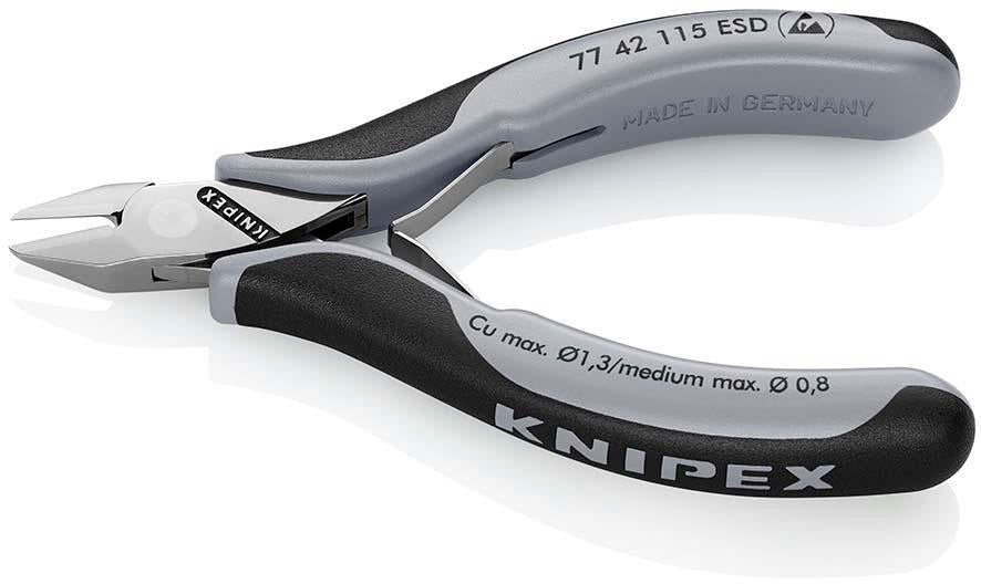 KNIPEX Elektronikseitenschneider 115 mm Form 4, spiegelpoliert, ESD, für feinste Schneidarbeiten