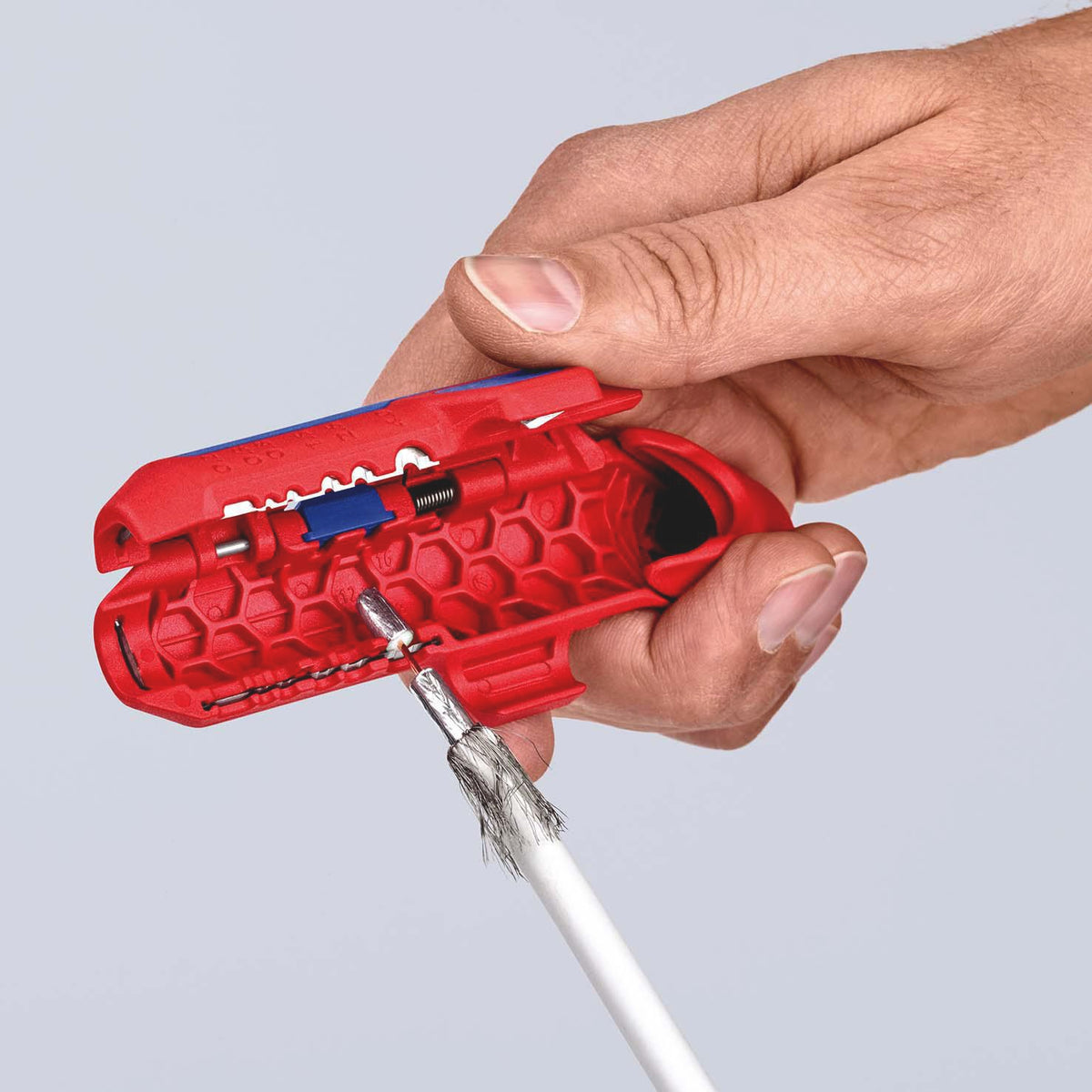 KNIPEX ErgoStrip® Universal-Abmantelungswerkzeug 130 mm für Rund-, Feuchtraum- und Datenkabel